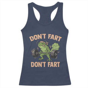 Gym Frog Racerback Tank Top Dont Fart Workout Weights Squat Humor TS11 Navy Print Your Wear