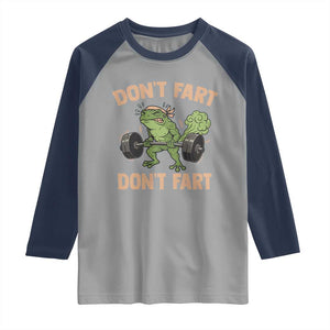 Gym Frog Raglan Shirt Dont Fart Workout Weights Squat Humor TS11 Sport Gray Navy Print Your Wear