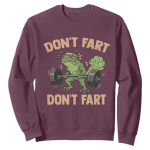 Gym Frog Sweatshirt Dont Fart Workout Weights Squat Humor TS11 Maroon Print Your Wear