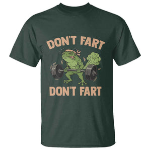 Gym Frog T Shirt Dont Fart Workout Weights Squat Humor TS11 Dark Forest Green Print Your Wear