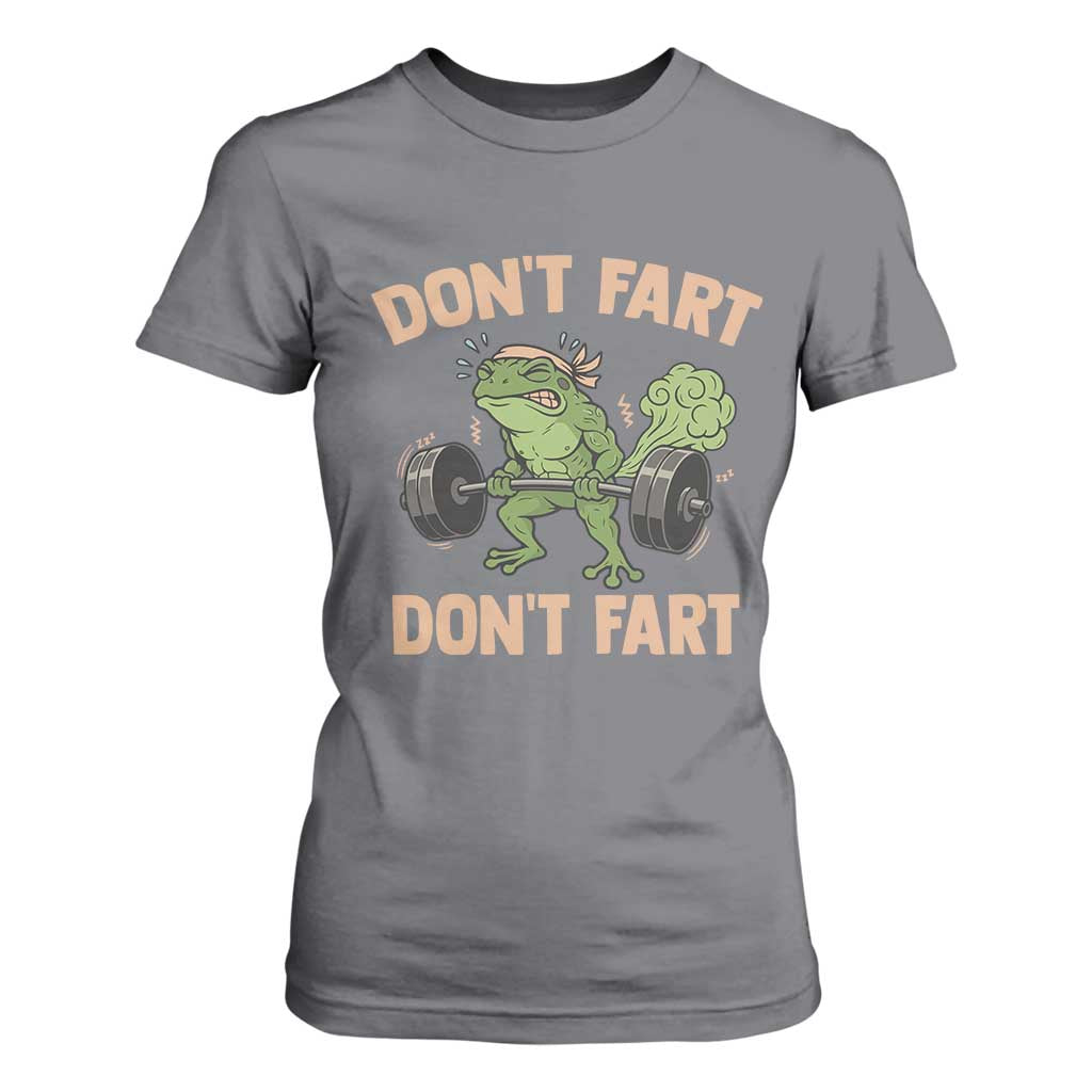 Gym Frog T Shirt For Women Dont Fart Workout Weights Squat Humor TS11 Charcoal Print Your Wear