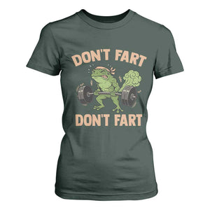 Gym Frog T Shirt For Women Dont Fart Workout Weights Squat Humor TS11 Dark Forest Green Print Your Wear