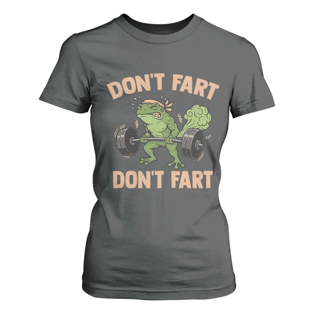 Gym Frog T Shirt For Women Dont Fart Workout Weights Squat Humor TS11 Dark Heather Print Your Wear