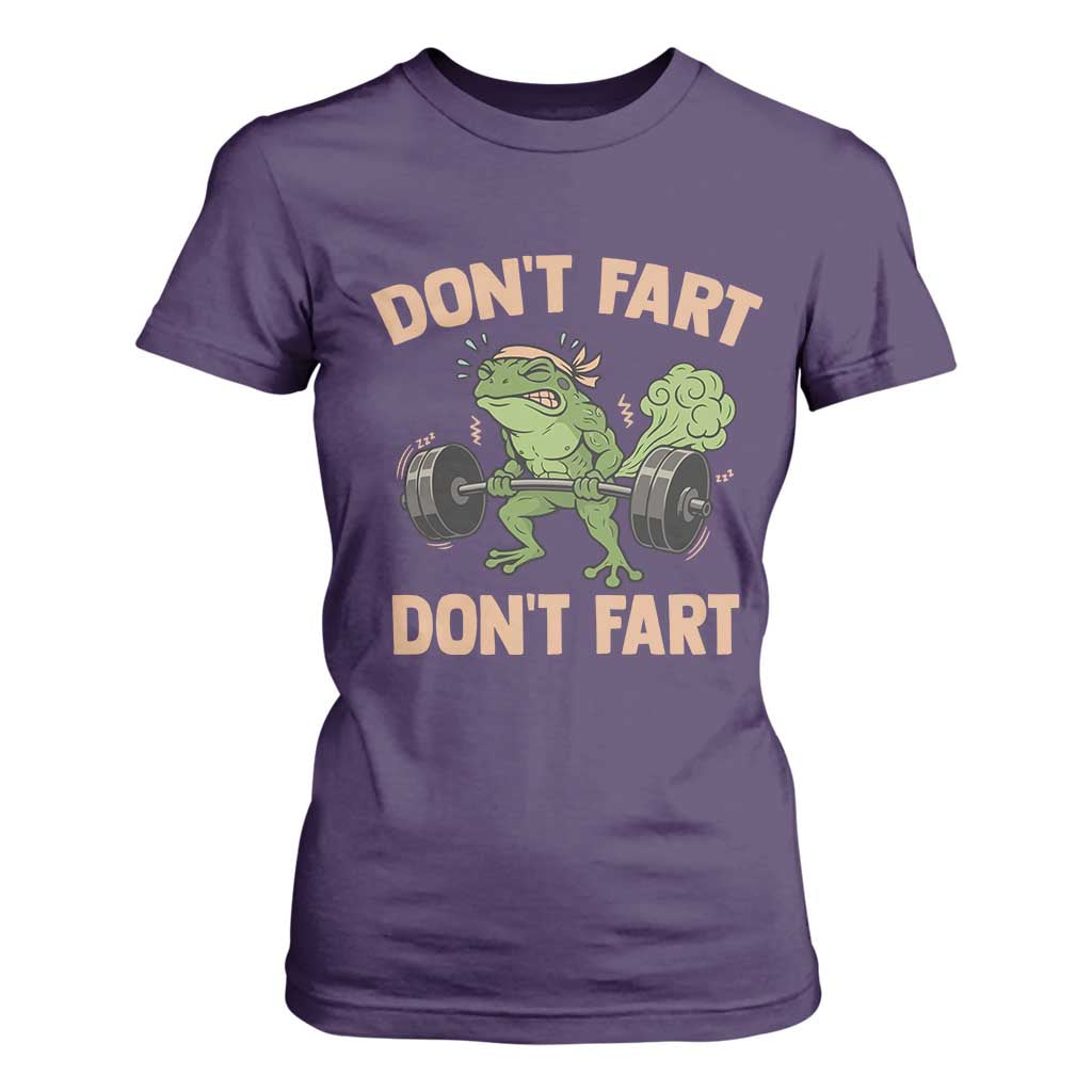 Gym Frog T Shirt For Women Dont Fart Workout Weights Squat Humor TS11 Purple Print Your Wear