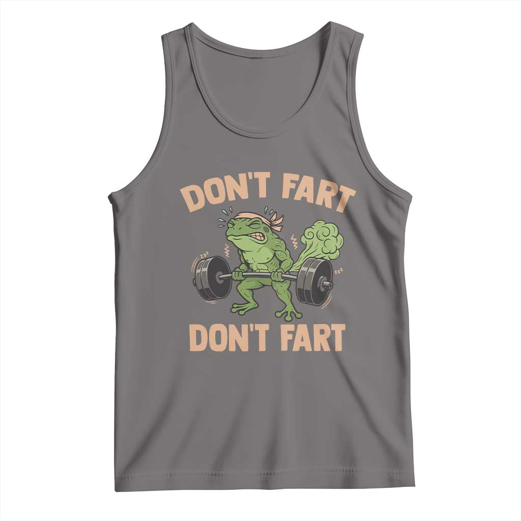 Gym Frog Tank Top Dont Fart Workout Weights Squat Humor TS11 Deep Heather Print Your Wear