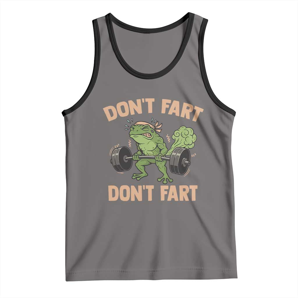 Gym Frog Tank Top Dont Fart Workout Weights Squat Humor TS11 Deep Heather Black Print Your Wear