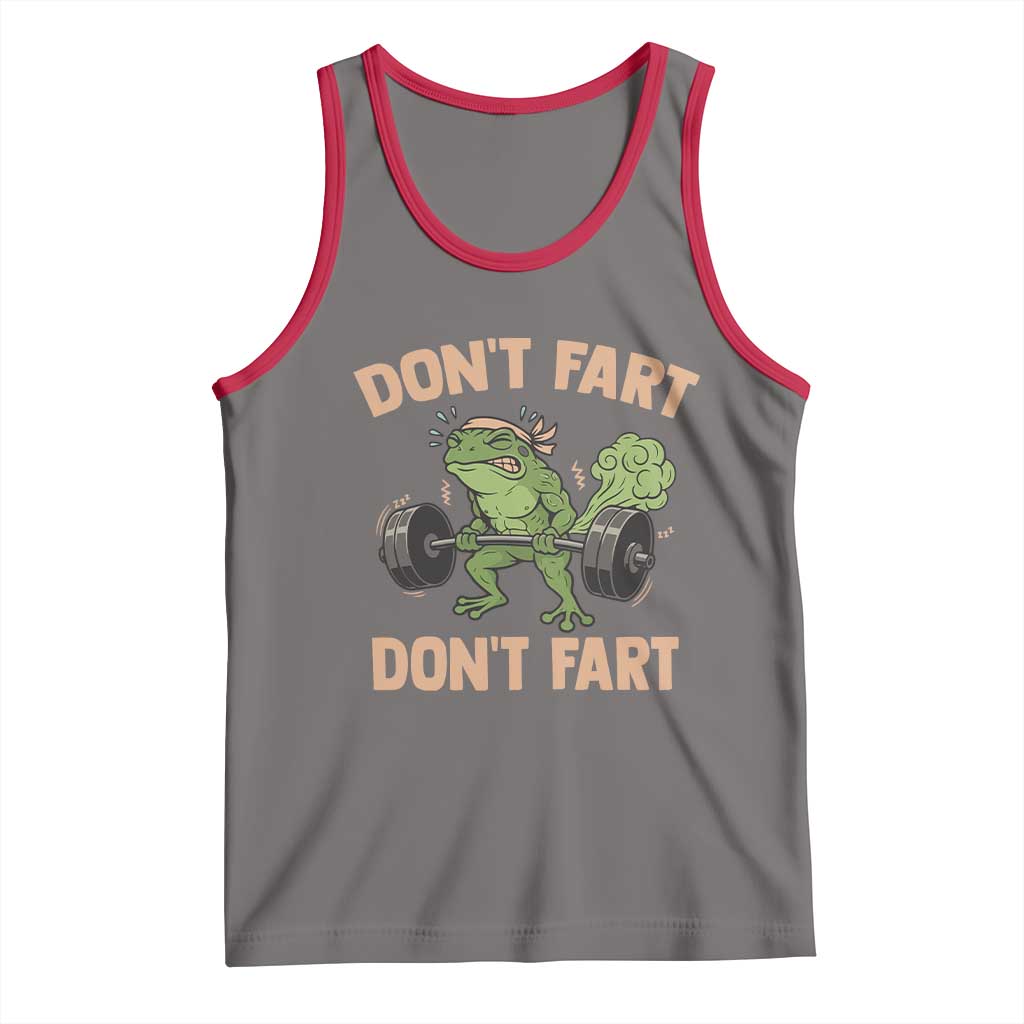 Gym Frog Tank Top Dont Fart Workout Weights Squat Humor TS11 Deep Heather Red Print Your Wear