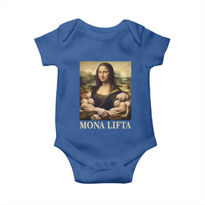 Funny Mona Lifta Muscle Mona Lisa Bodybuilding Fitness Gym Lover Baby Onesie TS11 Royal Blue Print Your Wear