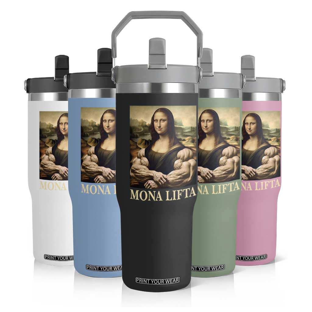 Funny Mona Lifta Muscle Mona Lisa Bodybuilding Fitness Gym Lover Flip Straw Tumbler TS11 Print Your Wear
