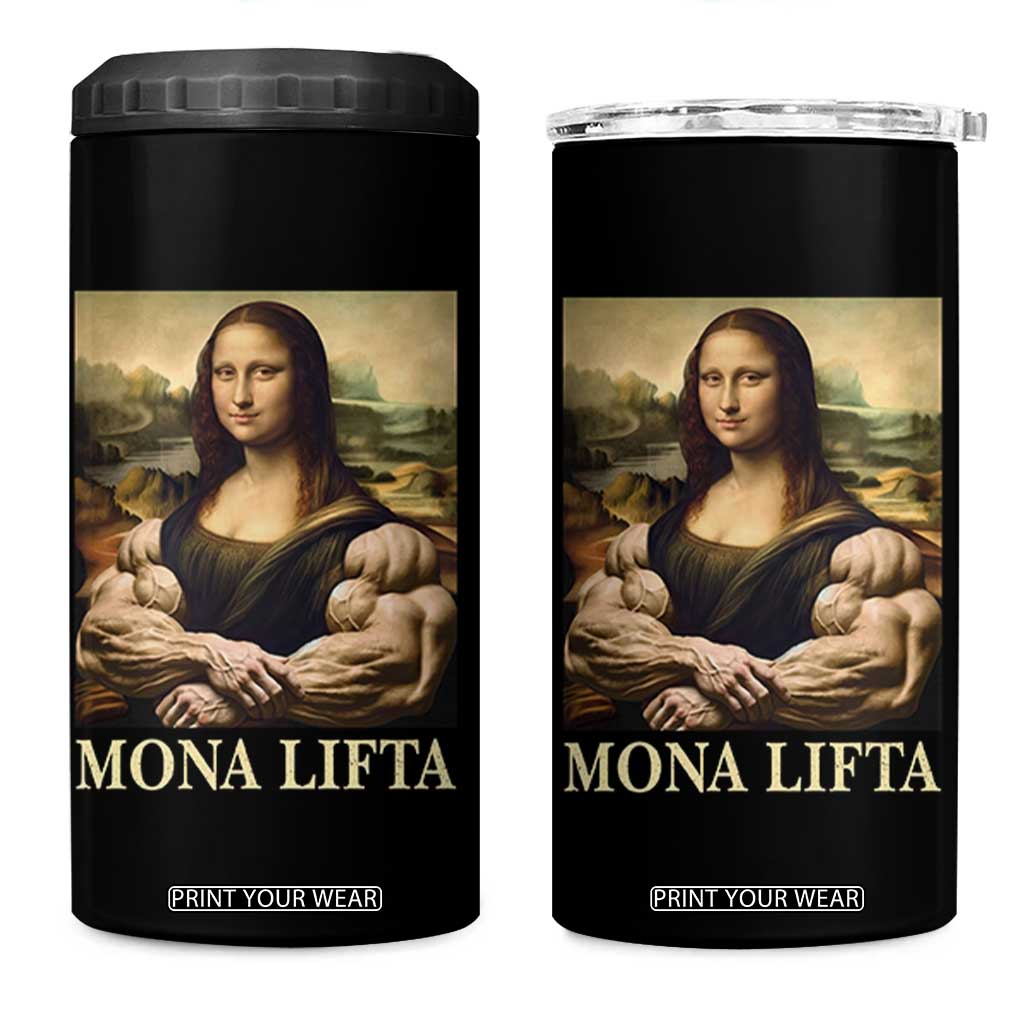 Funny Mona Lifta Muscle Mona Lisa Bodybuilding Fitness Gym Lover 4 in 1 Can Cooler Tumbler TS11 One Size: 16 oz Black Print Your Wear