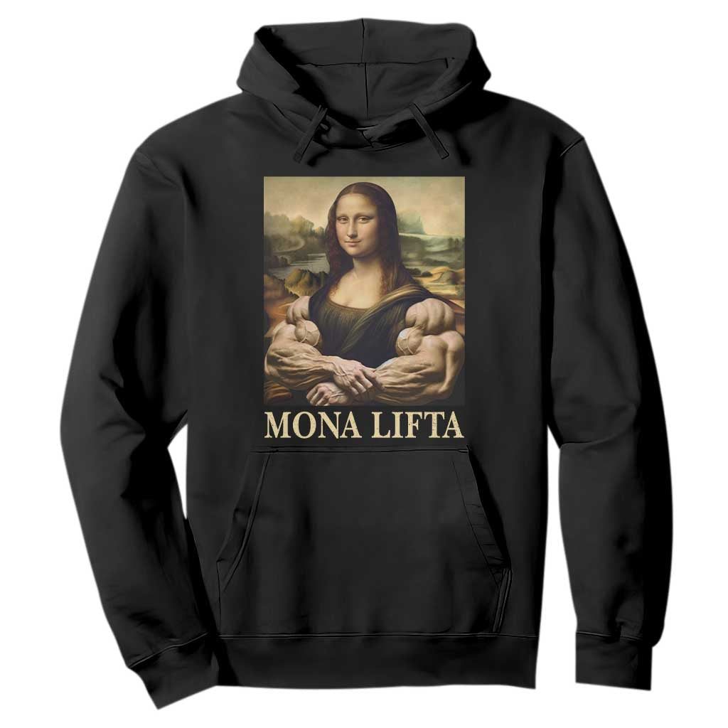 Funny Mona Lifta Muscle Mona Lisa Bodybuilding Fitness Gym Lover Hoodie TS11 Black Print Your Wear