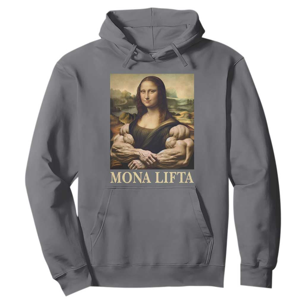 Funny Mona Lifta Muscle Mona Lisa Bodybuilding Fitness Gym Lover Hoodie TS11 Charcoal Print Your Wear