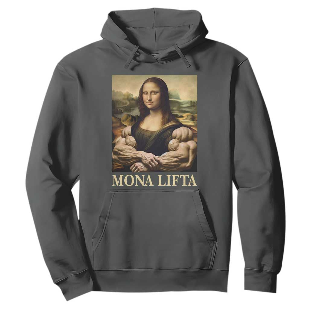Funny Mona Lifta Muscle Mona Lisa Bodybuilding Fitness Gym Lover Hoodie TS11 Dark Heather Print Your Wear
