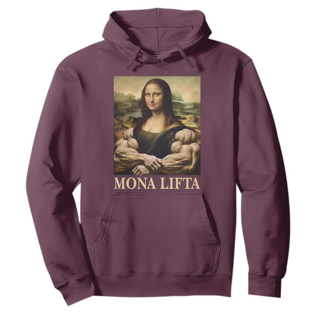 Funny Mona Lifta Muscle Mona Lisa Bodybuilding Fitness Gym Lover Hoodie TS11 Maroon Print Your Wear