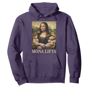 Funny Mona Lifta Muscle Mona Lisa Bodybuilding Fitness Gym Lover Hoodie TS11 Purple Print Your Wear