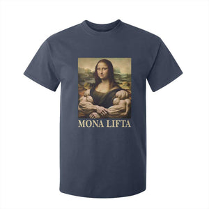 Funny Mona Lifta Muscle Mona Lisa Bodybuilding Fitness Gym Lover T Shirt For Kid TS11 Navy Print Your Wear