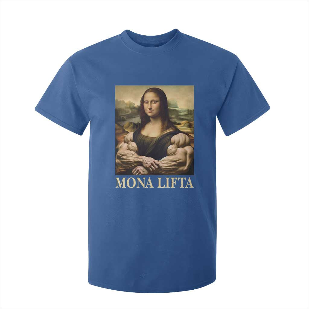 Funny Mona Lifta Muscle Mona Lisa Bodybuilding Fitness Gym Lover T Shirt For Kid TS11 Royal Blue Print Your Wear