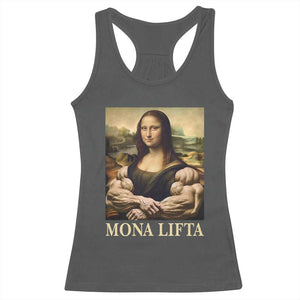 Funny Mona Lifta Muscle Mona Lisa Bodybuilding Fitness Gym Lover Racerback Tank Top TS11 Dark Heather Print Your Wear