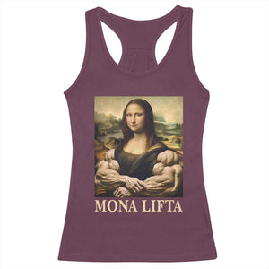 Funny Mona Lifta Muscle Mona Lisa Bodybuilding Fitness Gym Lover Racerback Tank Top TS11 Maroon Print Your Wear