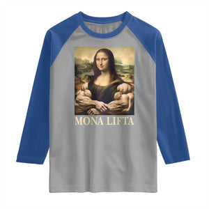 Funny Mona Lifta Muscle Mona Lisa Bodybuilding Fitness Gym Lover Raglan Shirt TS11 Sport Gray Royal Print Your Wear