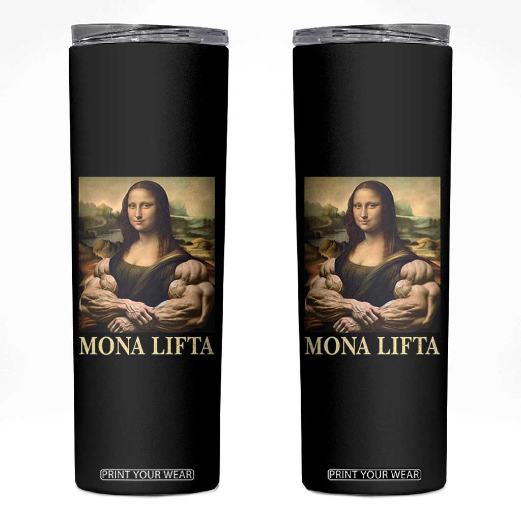 Funny Mona Lifta Muscle Mona Lisa Bodybuilding Fitness Gym Lover Skinny Tumbler TS11 Black Print Your Wear