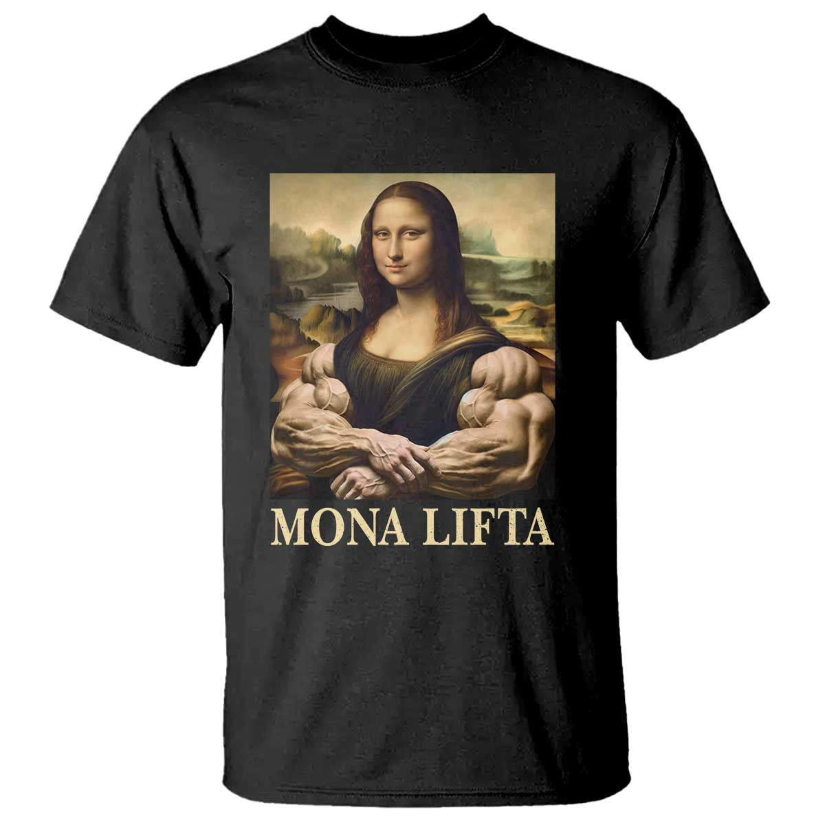 Funny Mona Lifta Muscle Mona Lisa Bodybuilding Fitness Gym Lover T Shirt TS11 Black Print Your Wear