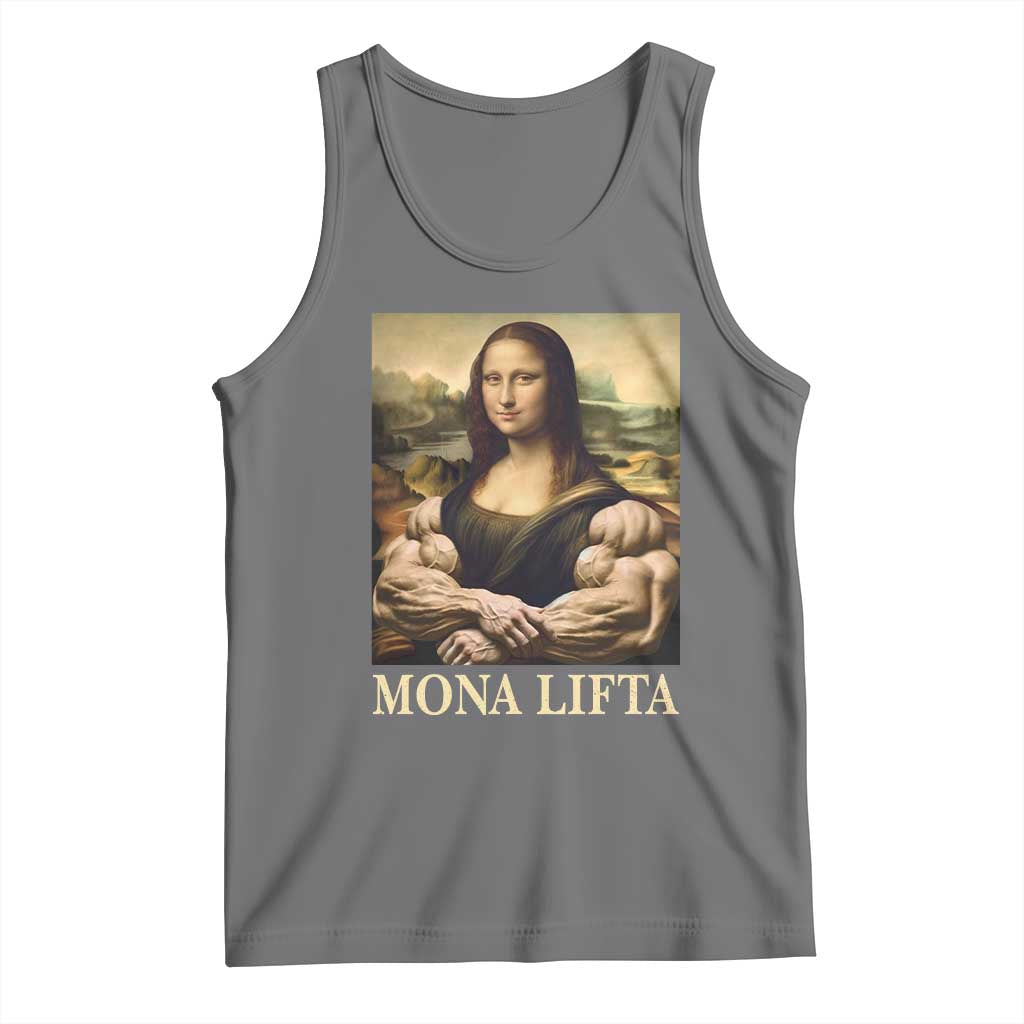 Funny Mona Lifta Muscle Mona Lisa Bodybuilding Fitness Gym Lover Tank Top TS11 Black Heather Print Your Wear