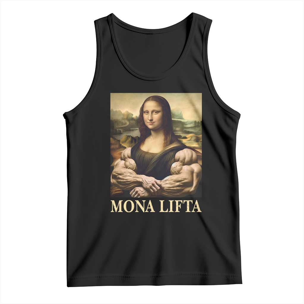 Funny Mona Lifta Muscle Mona Lisa Bodybuilding Fitness Gym Lover Tank Top TS11 Black Print Your Wear