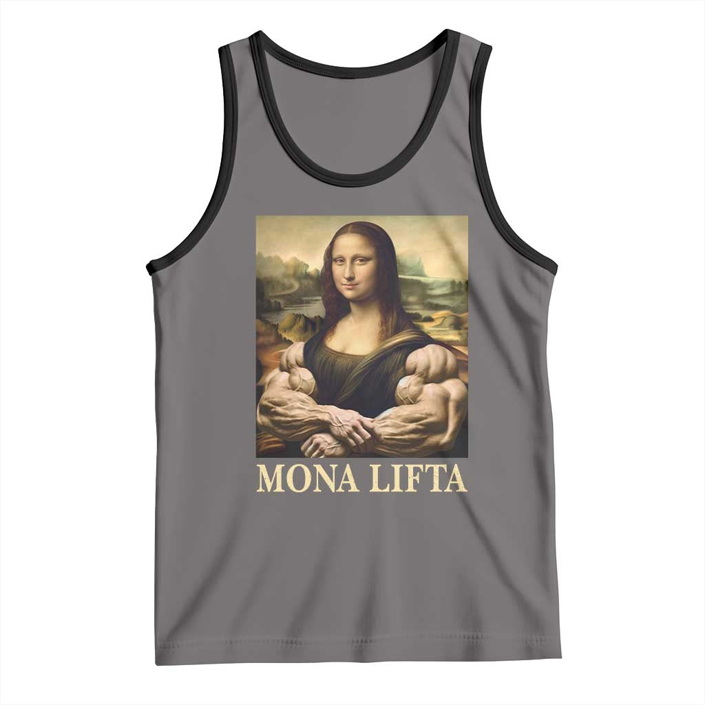 Funny Mona Lifta Muscle Mona Lisa Bodybuilding Fitness Gym Lover Tank Top TS11 Deep Heather Black Print Your Wear