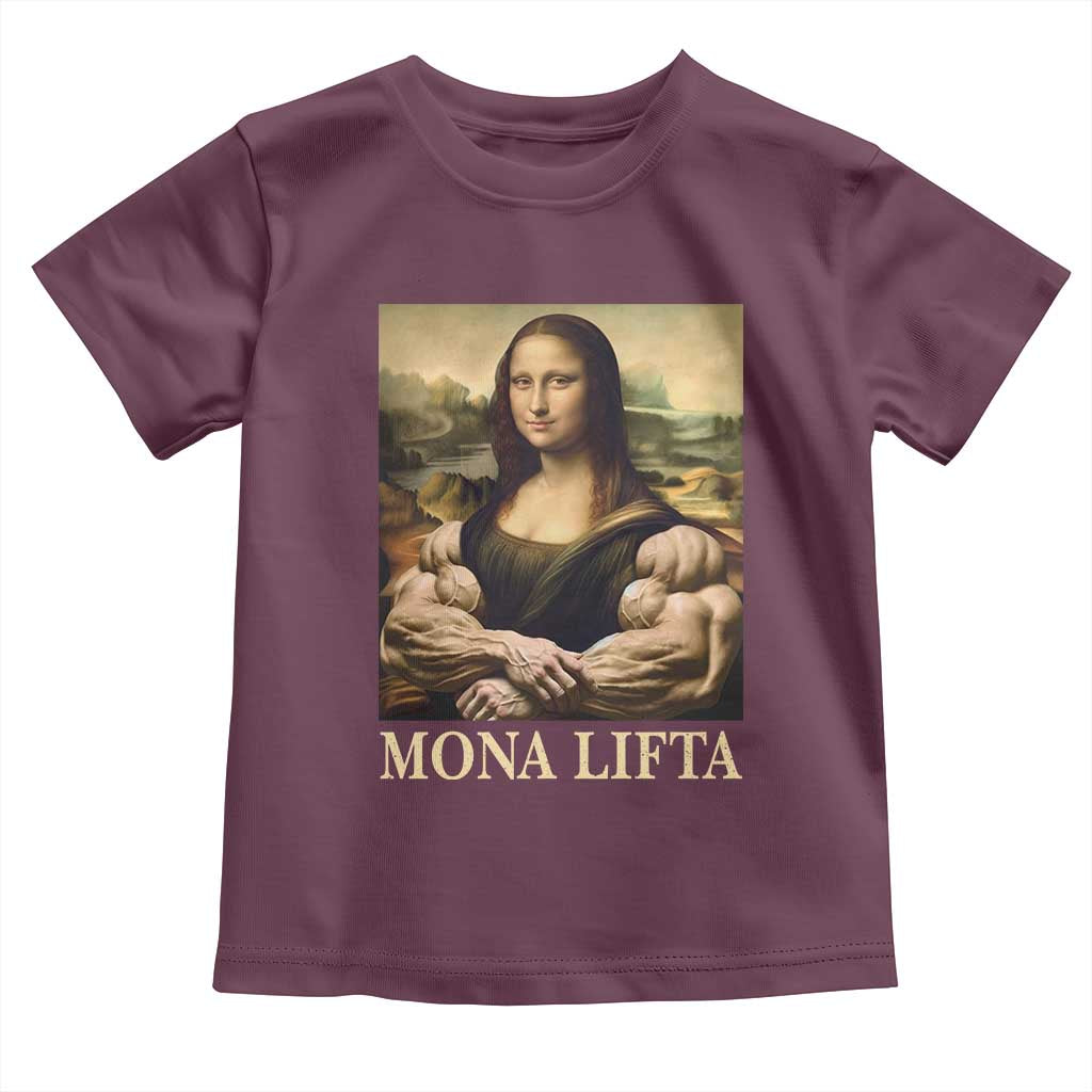 Funny Mona Lifta Muscle Mona Lisa Bodybuilding Fitness Gym Lover Toddler T Shirt TS11 Maroon Print Your Wear