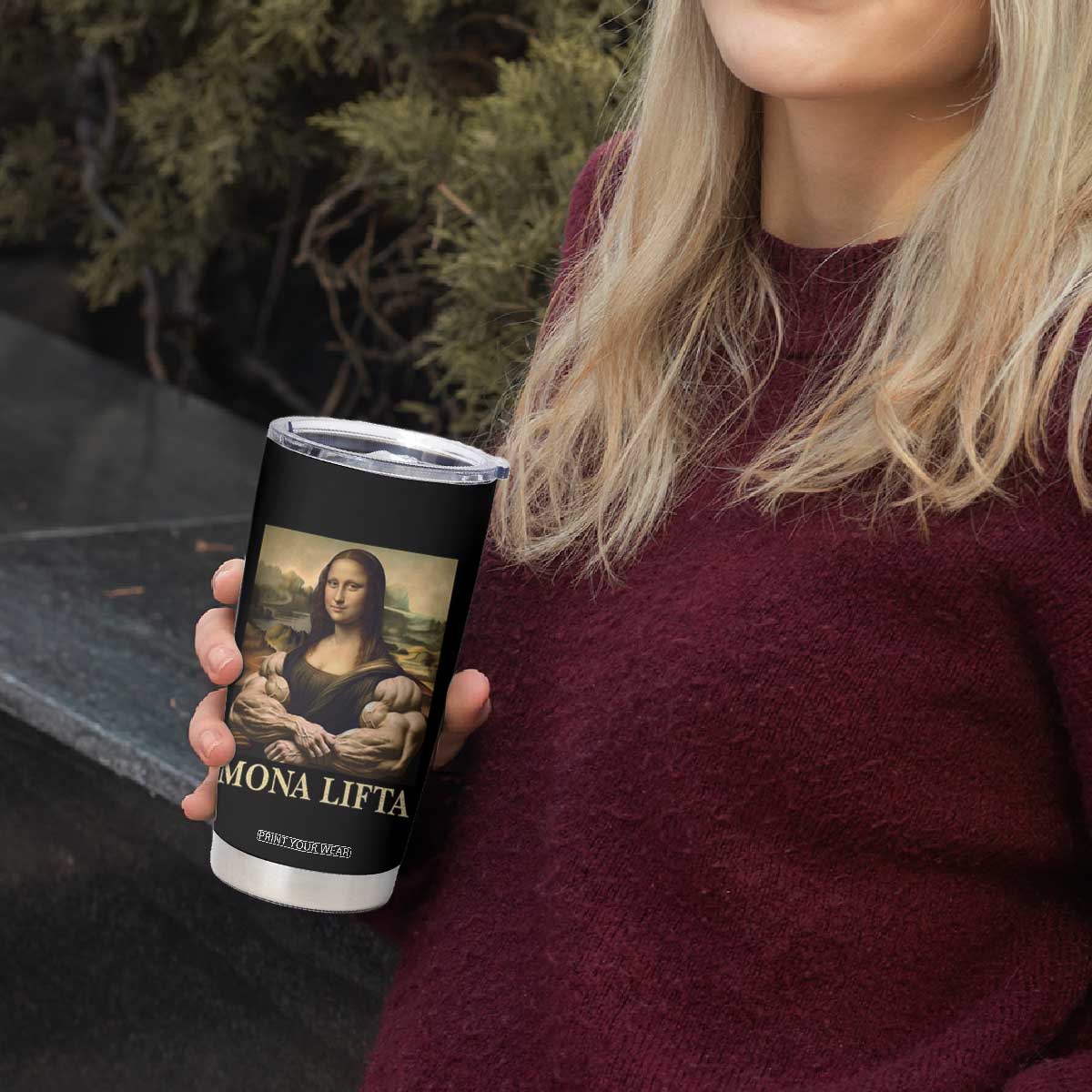 Funny Mona Lifta Muscle Mona Lisa Bodybuilding Fitness Gym Lover Tumbler Cup TS11 Print Your Wear