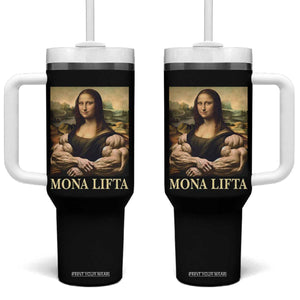Funny Mona Lifta Muscle Mona Lisa Bodybuilding Fitness Gym Lover Tumbler With Handle TS11 One Size: 40 oz Black Print Your Wear