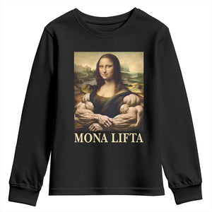 Funny Mona Lifta Muscle Mona Lisa Bodybuilding Fitness Gym Lover Youth Sweatshirt TS11 Black Print Your Wear