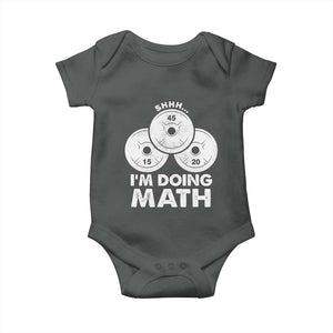 Funny Shhh I Am Doing Math Weightlifting Workout Training Baby Onesie TS11 Dark Heather Print Your Wear