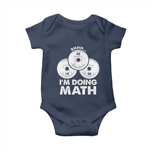 Funny Shhh I Am Doing Math Weightlifting Workout Training Baby Onesie TS11 Navy Print Your Wear