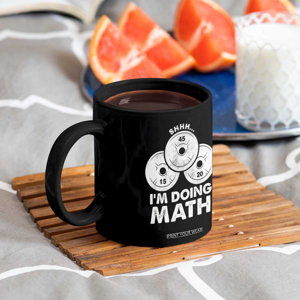 Funny Shhh I Am Doing Math Weightlifting Workout Training Coffee Mug TS11 Print Your Wear