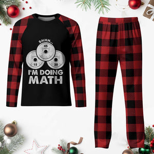 Funny Shhh I Am Doing Math Weightlifting Workout Training Plaid Pajama Set TS11 Buffalo Plaid Print Your Wear