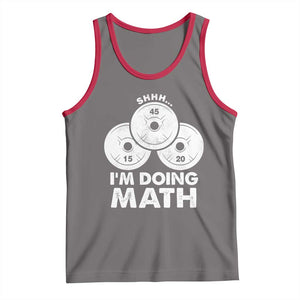 Funny Shhh I Am Doing Math Weightlifting Workout Training Tank Top TS11 Deep Heather Red Print Your Wear