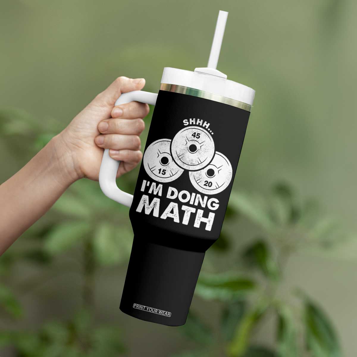 Funny Shhh I Am Doing Math Weightlifting Workout Training Tumbler With Handle TS11 Print Your Wear