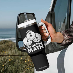 Funny Shhh I Am Doing Math Weightlifting Workout Training Tumbler With Handle TS11 Print Your Wear