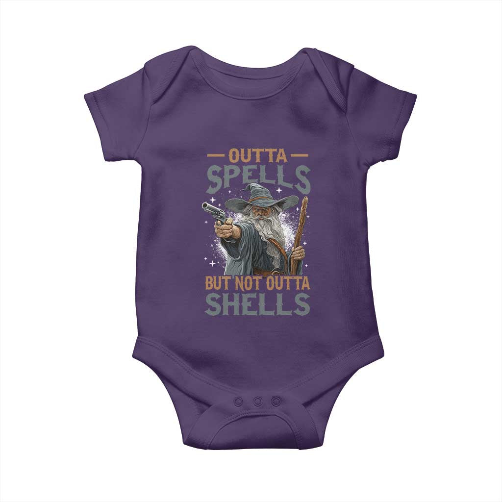 Outta Spells But Not Outta Shells Baby Onesie Funny Fantasy Meme TS11 Purple Print Your Wear
