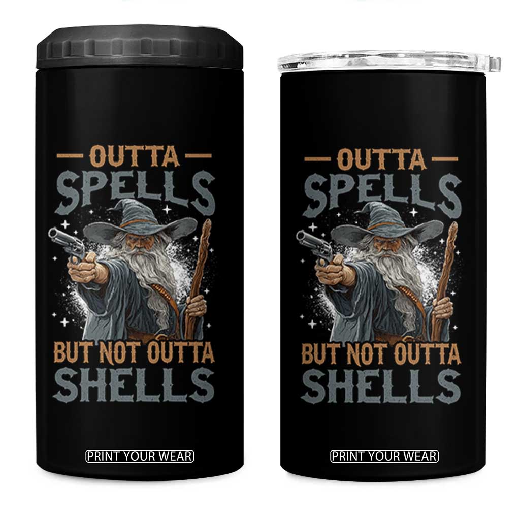 Outta Spells But Not Outta Shells 4 in 1 Can Cooler Tumbler Funny Fantasy Meme TS11 One Size: 16 oz Black Print Your Wear