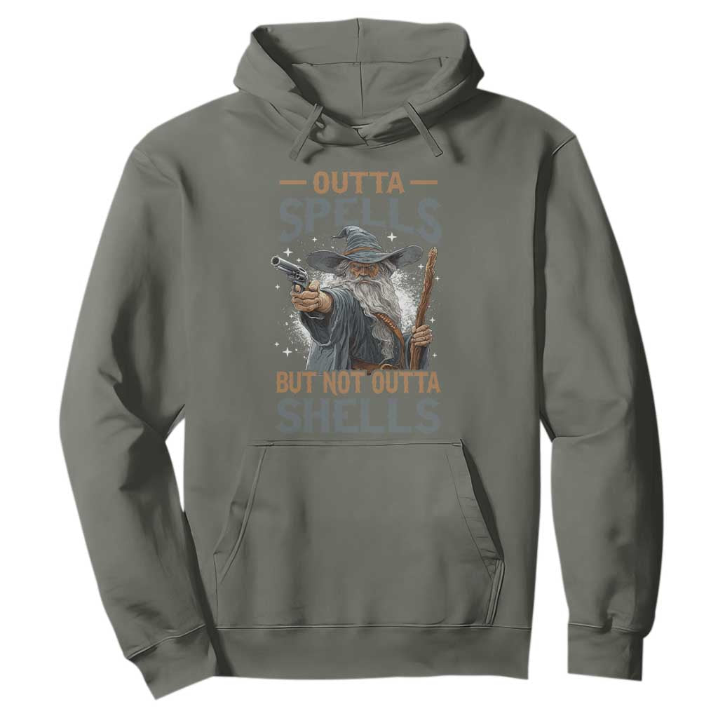 Outta Spells But Not Outta Shells Hoodie Funny Fantasy Meme TS11 Military Green Print Your Wear