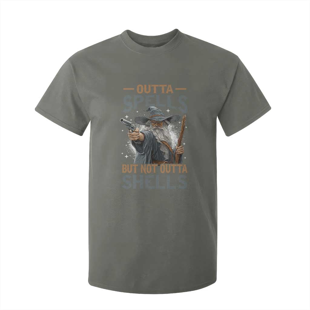 Outta Spells But Not Outta Shells T Shirt For Kid Funny Fantasy Meme TS11 Military Green Print Your Wear