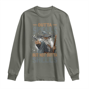 Outta Spells But Not Outta Shells Long Sleeve Shirt Funny Fantasy Meme TS11 Military Green Print Your Wear