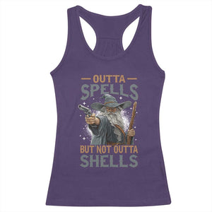 Outta Spells But Not Outta Shells Racerback Tank Top Funny Fantasy Meme TS11 Purple Print Your Wear