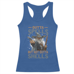 Outta Spells But Not Outta Shells Racerback Tank Top Funny Fantasy Meme TS11 Royal Blue Print Your Wear