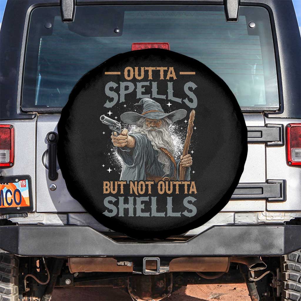 Outta Spells But Not Outta Shells Spare Tire Cover Funny Fantasy Meme TS11 No hole Black Print Your Wear