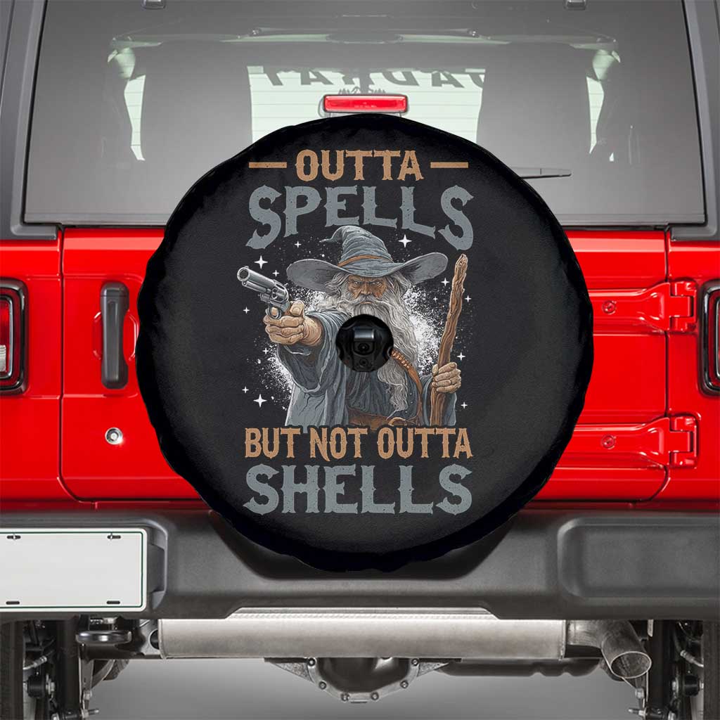 Outta Spells But Not Outta Shells Spare Tire Cover Funny Fantasy Meme TS11 Black Print Your Wear