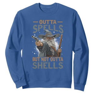 Outta Spells But Not Outta Shells Sweatshirt Funny Fantasy Meme TS11 Royal Blue Print Your Wear